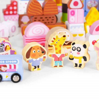 EDUKATIVNE DRVENE KOCKE SET  CANDY CITY 116 KOM 