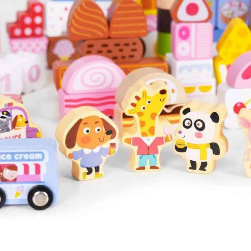 EDUKATIVNE DRVENE KOCKE SET  CANDY CITY 116 KOM 