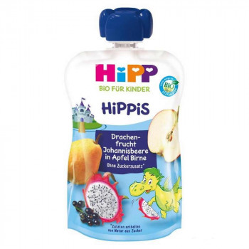 HIPP POUCH BIO JABUKA I KRUSKA SA ZMAJEVIM VOCEM I RIBIZLOM 100G 
