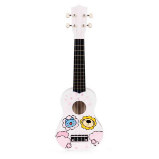 UKULELE DRVENA GITARA ZA DECU SA 4 NAJLONSKE ŽICE I TRZALICOM BELA– ECOTOYS 