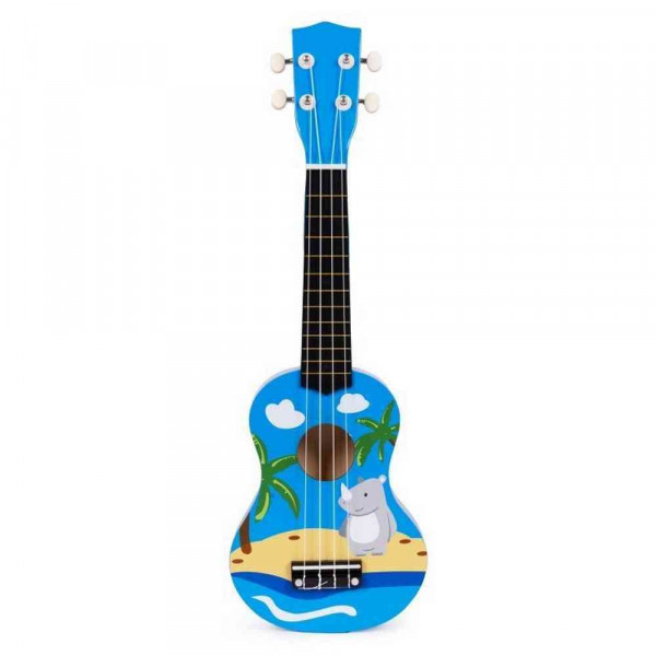 UKULELE DRVENA GITARA ZA DECU SA 4 NAJLONSKE ŽICE I TRZALICOM PLAVA – ECOTOYS 