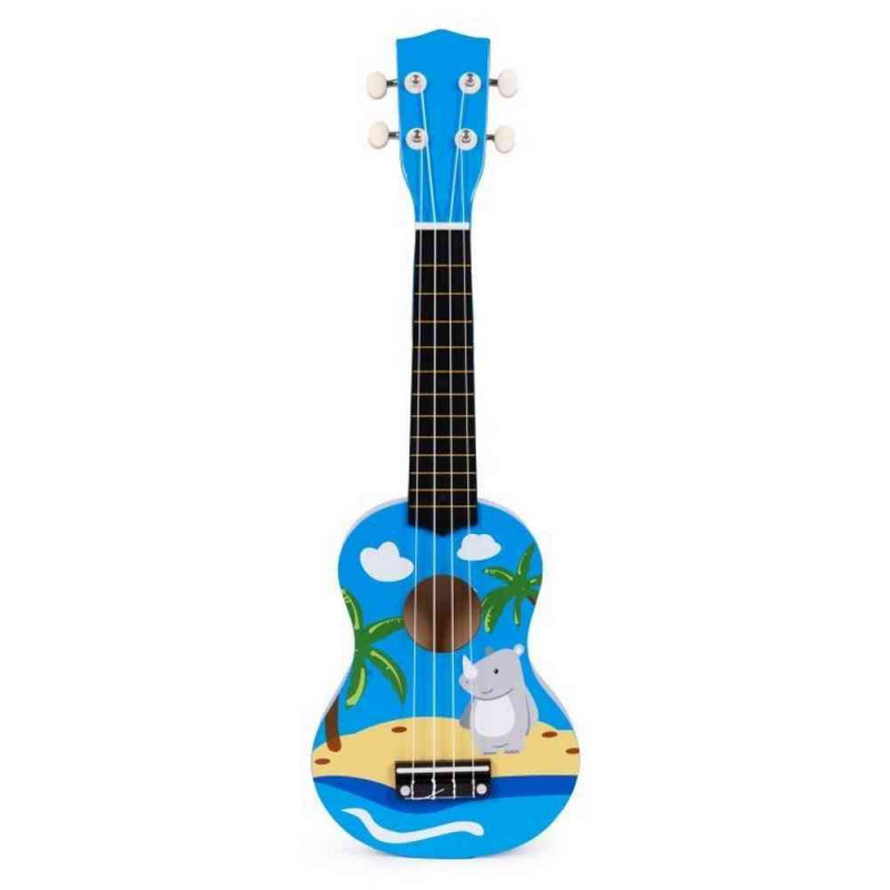 UKULELE DRVENA GITARA ZA DECU SA 4 NAJLONSKE ŽICE I TRZALICOM PLAVA – ECOTOYS 