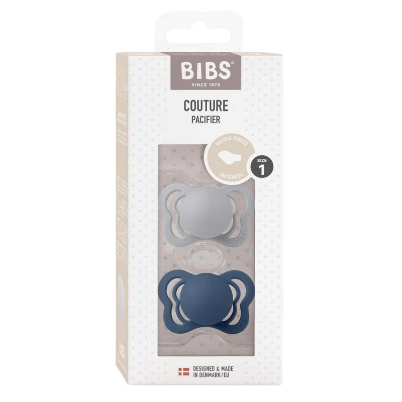 BIBS VARALICA KAUCUK COUTURE ANATOMICAL CLOUD & STEEL BLUE 0-6M