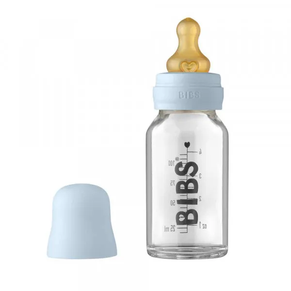 BIBS STAKLENA FLASICA 110ML BABY BLUE 