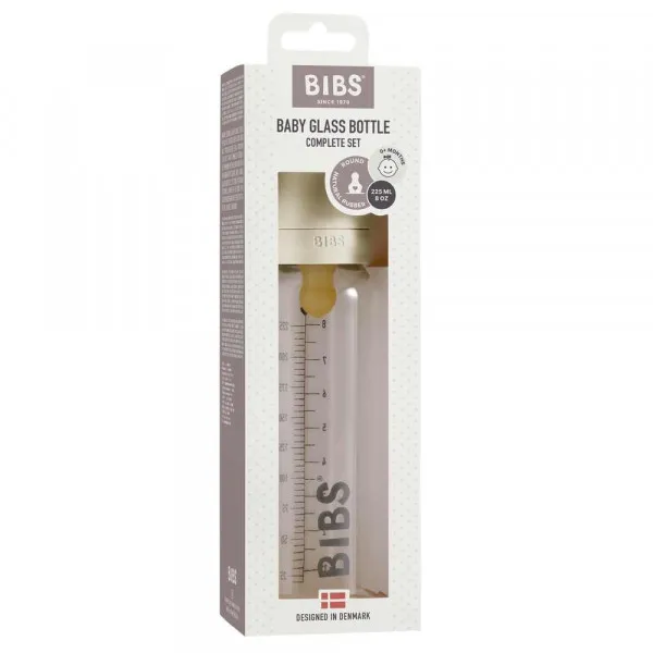 BIBS STAKLENA FLASICA 225ML IVORY 