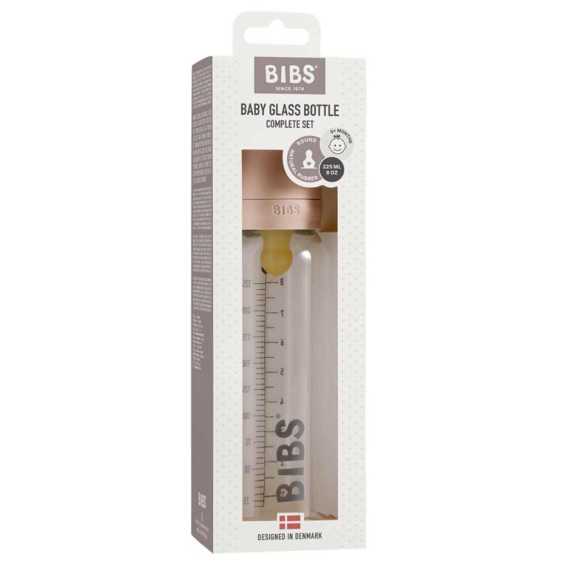 BIBS STAKLENA FLASICA 225ML BLUSH