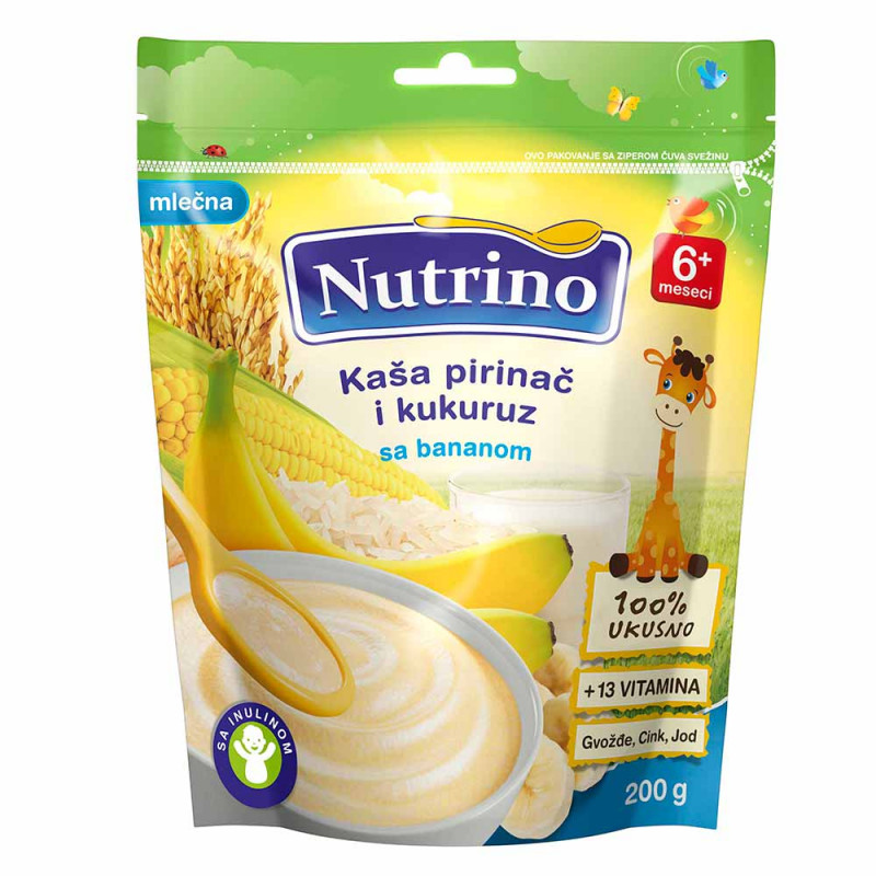 NUTRINO MLECNA KASA PIRINAC I KUKURUZ SA BANANOM 200G