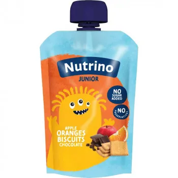 NUTRINO JUNIOR  POUCH JABUKA, POMORANDZA, KEKS, COKOLADA 100G 