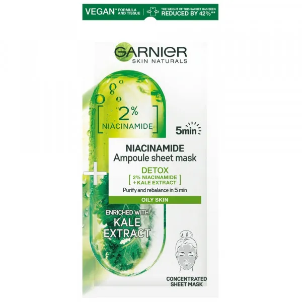 GARNIER SKIN NATURALS MASKA U MARAMICI SA SADRCAJEM AMPULE NIACINAMID ZA MASNU K 