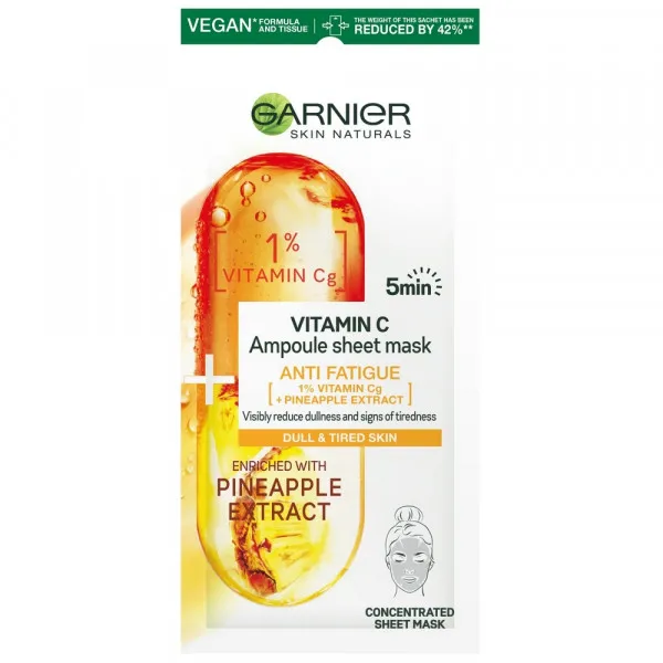 GARNIER SKIN NATURALS MASKA U MARAMICI SA SADRŽAJEM AMPULE VITAMIN C ZA UMORNU K 