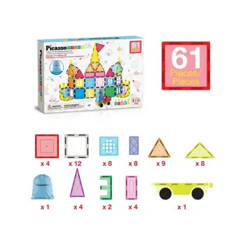 PICASSO MAGNETNE KOCKE VRATA I PROZORI SET SA TORBICOM 61 KOM