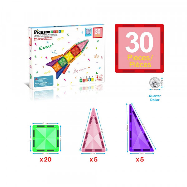 PICASSO MAGNETNE KOCKE RAKETA MINI SET 30 KOM 