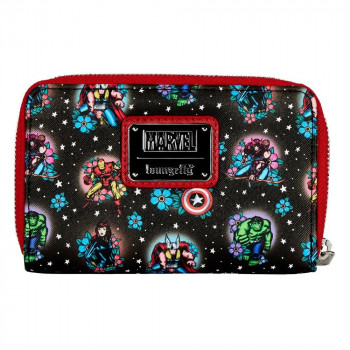 LOUNGEFLY NOVCANIK MARVEL AVENGERS TATTOO ZIP AROUND 