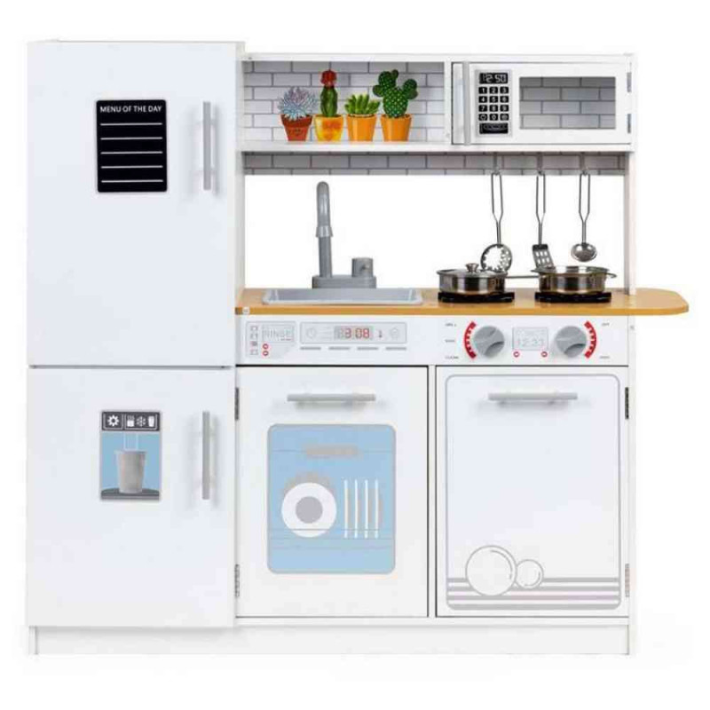 DRVENA DEČIJA KUHINJA LED SVETLO+SAKSIJE 