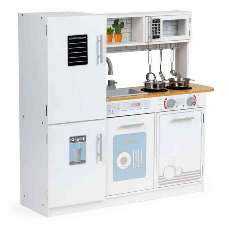 DRVENA DEČIJA KUHINJA LED SVETLO+SAKSIJE 