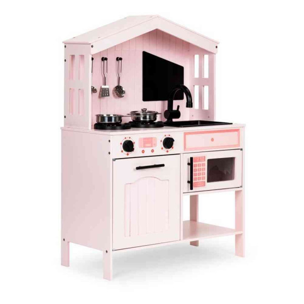 DRVENA KUHINJA ZA DECU SA RERNOM MIKROTALASNOM I DODACIMA 