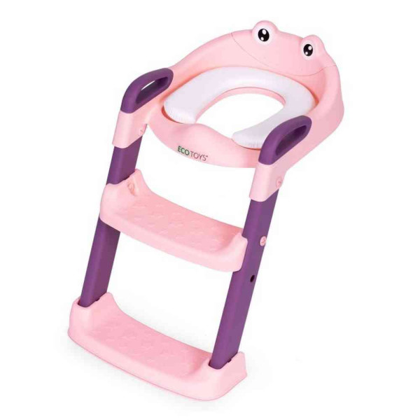 ADAPTER ZA WC ŠOLJU ZA DECU SA STEPENIKOM  PINK ECOTOYS 