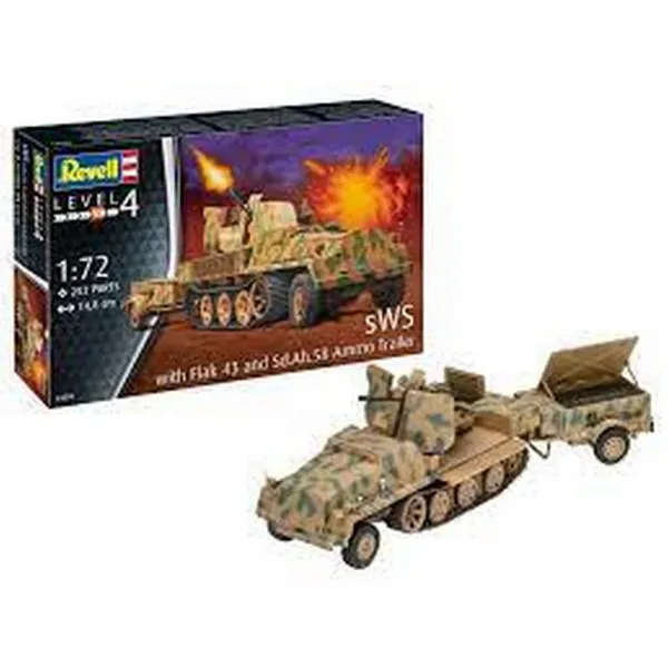 REVELL MAKETA SWS WITH FLAK43 AND SD.AH58 AMMO TRAILER 