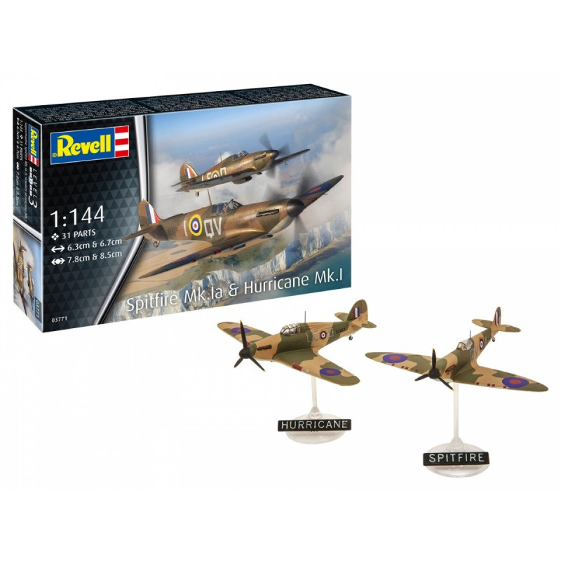 REVELL MAKETA SUPERMARINE SPITFIRE MKIA AND HAWKER HURRICANE MKI