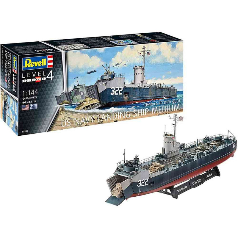 REVEL MAKETA US NAVY LANDING SHIP MEDIUM BOFORS 40 MM GUN