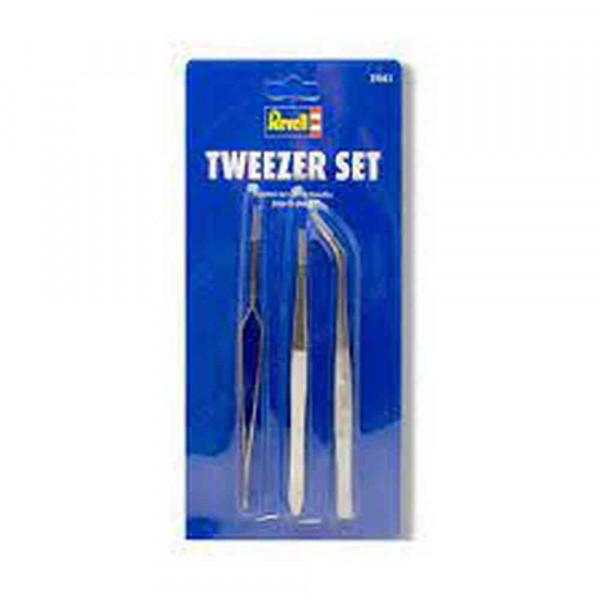 REVELL MAKETA REVELL TWEEZER SET (1X STRAIGHT/CURVED/SELF-CLOSE) 