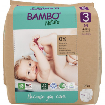BAMBO PELENE NATURE ECO-FRIENDLY 3, 3-6KG, 28KOM 