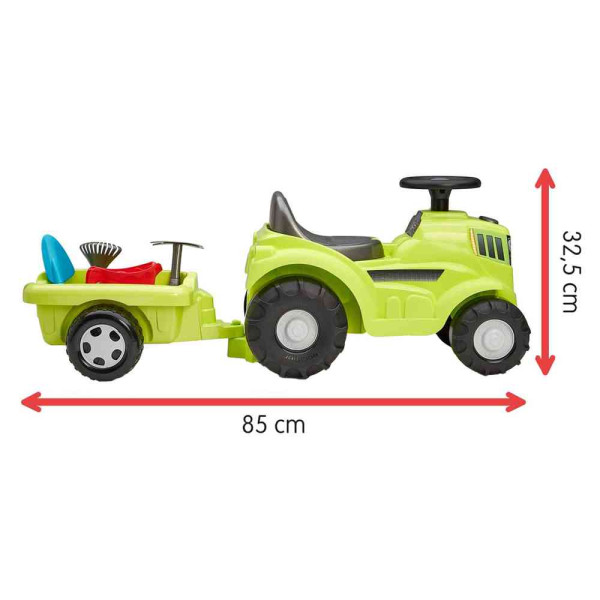 ECOIFFER TRACTOR RIDE ON WITH A GARNISHED TRAILER 85 CM
