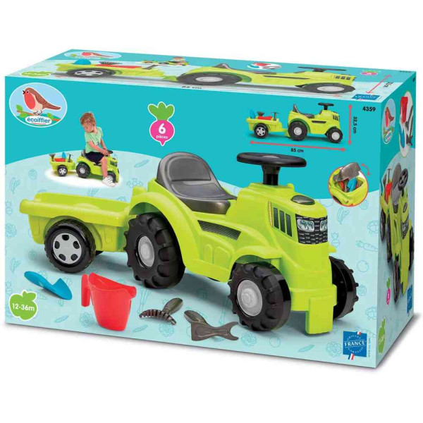 ECOIFFER TRACTOR RIDE ON WITH A GARNISHED TRAILER 85 CM