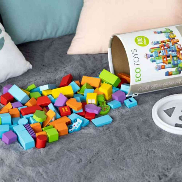 EDUKATIVNE DRVENE KOCKE CITY 100 KOM 