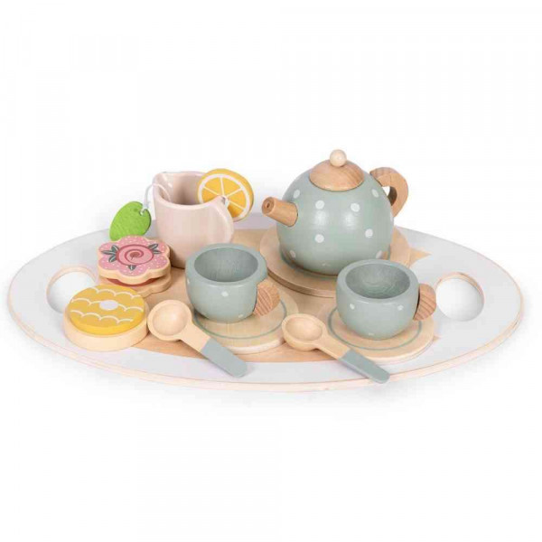 DRVENI SET ZA ČAJ – ČAJNIK  ŠOLJICE  14 DELOVA – ECOTOYS 