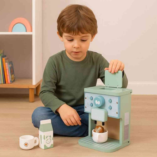 DRVENI APARAT ZA KAFU ZA DECU – BARISTA SET  8 DELOVA – ECOTOYS 