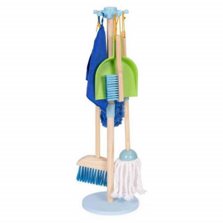 DRVENI SET ZA ČIŠĆENJE ZA DECU – METLA  MOP I ĐUBROVNIK  7 DELOVA – ECOTOYS 