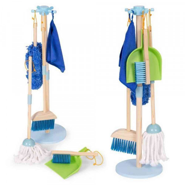 DRVENI SET ZA ČIŠĆENJE ZA DECU – METLA  MOP I ĐUBROVNIK  7 DELOVA – ECOTOYS 