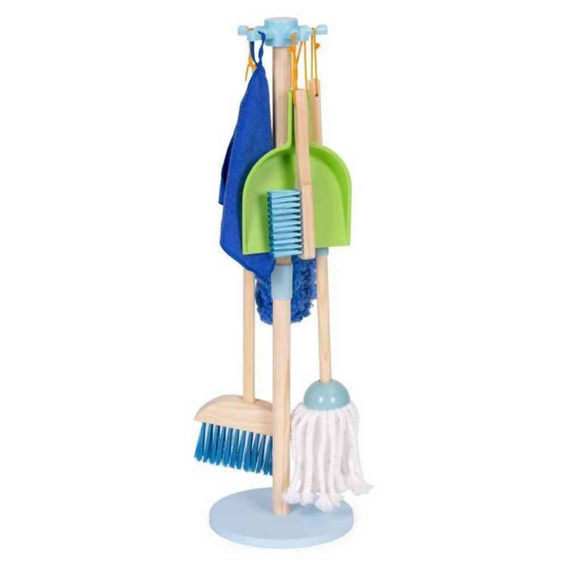 DRVENI SET ZA ČIŠĆENJE ZA DECU – METLA  MOP I ĐUBROVNIK  7 DELOVA – ECOTOYS 