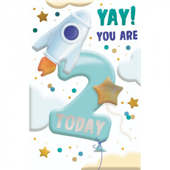 CESTITKA 3D HOOREY YAY! YOU ARE 2 TODAY (BOY) 