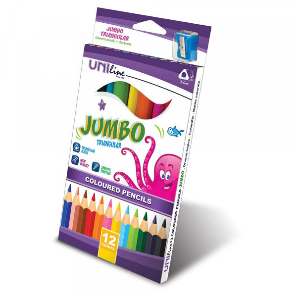 UNI LINE DRVENE BOJE 12/1 JUMBO TIANGULAR I  ZAREZAC 