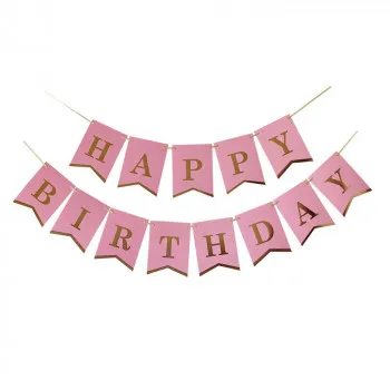 PARTY TIME  HAPPY BIRTHDAY BANNER 1/1 PINK UNL-1396 