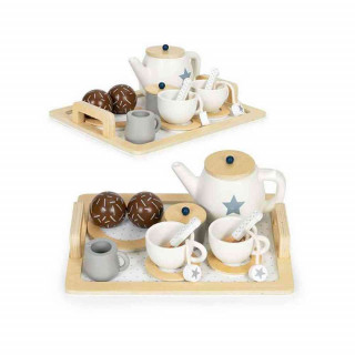 DRVENI ČAJNI SET 17 ELEMENATA 