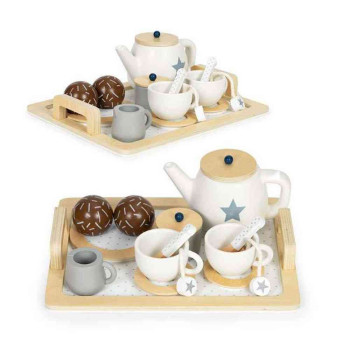 DRVENI ČAJNI SET 17 ELEMENATA 