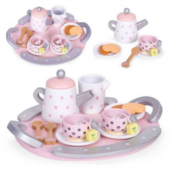 DRVENI SET ZA ČAJ ŠOLJE ČAJNIK 15 KOMADA ECOTOYS 