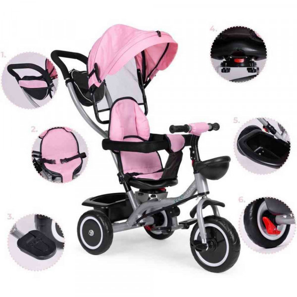 2U1 TRICIKL SA ROTIRAJUĆIM SEDIŠTEM I SKLOPIVOM TENDOM PINK WQL06652PINK 