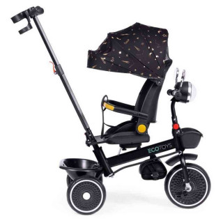 TRICIKL ZA DECU SA ROTIRAJUĆIM SEDIŠTEM  GURAJUĆIM RUKOHVATOM I TENDOM BLACK ECO 