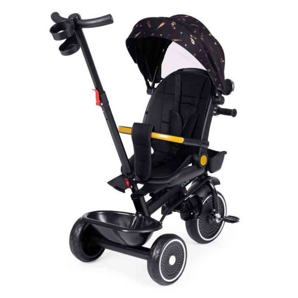 TRICIKL ZA DECU SA ROTIRAJUĆIM SEDIŠTEM  GURAJUĆIM RUKOHVATOM I TENDOM BLACK ECO 