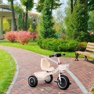 TRICIKL SA NEKLIZAJUĆIM RUKOHVATIMA  ZVONCEM I KORPOM  BEIGE ECOTOYS 