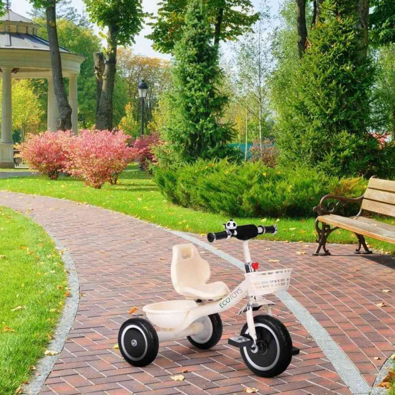 TRICIKL SA NEKLIZAJUĆIM RUKOHVATIMA  ZVONCEM I KORPOM  BEIGE ECOTOYS 