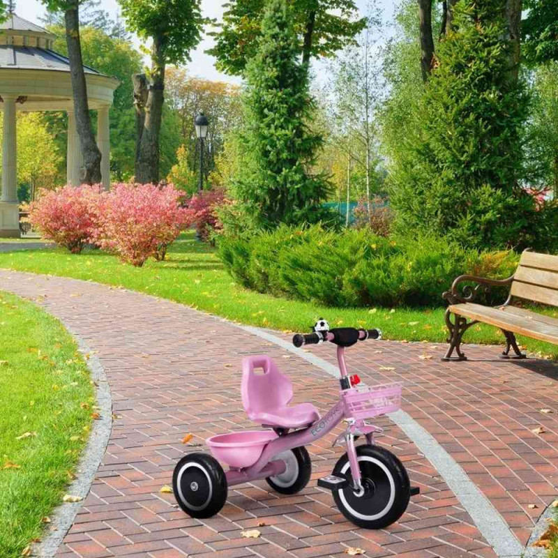 TRICIKL SA NEKLIZAJUĆIM RUKOHVATIMA  ZVONCEM I KORPOM  PINK ECOTOYS 