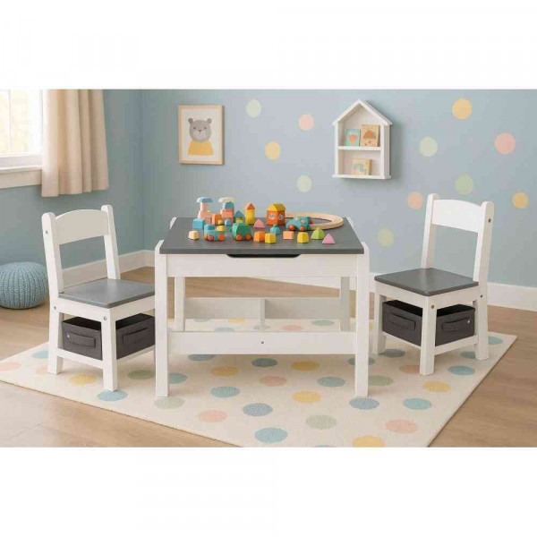 DEČIJI SET STO I 2 STOLICE SA TABLOM ZA PISANJE WHITE ECOTOYS 