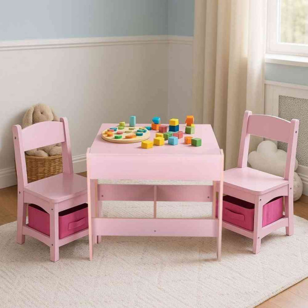DEČIJI SET STO I 2 STOLICE SA TABLOM ZA PISANJE PINK ECOTOYS 