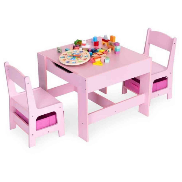 DEČIJI SET STO I 2 STOLICE SA TABLOM ZA PISANJE PINK ECOTOYS 