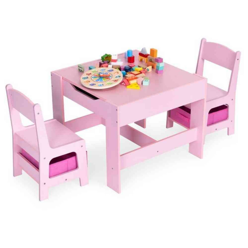 DEČIJI SET STO I 2 STOLICE SA TABLOM ZA PISANJE PINK ECOTOYS 